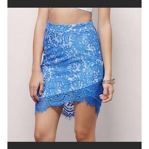 Tobi blue lace mini skirt size small
